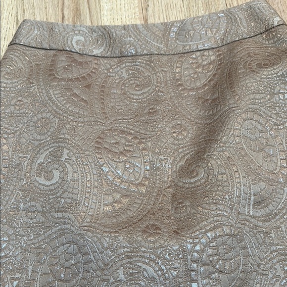 Pencil Skirt Metallic Tan Paisley - Picture 2 of 5